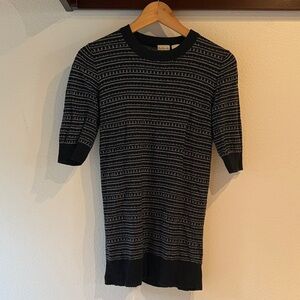 Rubbish Short Sleeved 100% Cotton Stretch Striped Sweater, Black/White, Size L